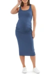 RIPE MATERNITY LUXE KNIT CONTOUR STRETCH JERSEY MIDI MATERNITY DRESS