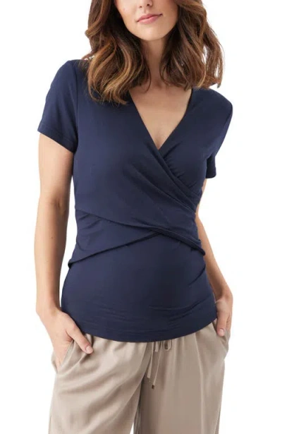 Ripe Maternity Luxe Knit Embrace Nursing Tee In Blue