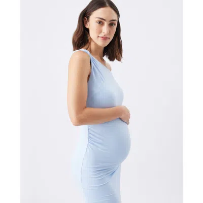 Ripe Maternity Luxe Knit Off Shoulder Dress In Blue