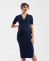 Ripe Maternity Maddy Knit Polo Dress In Blue