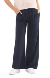 Ripe Maternity Marlow Smocked Drawstring Wide Leg Pants In Blue