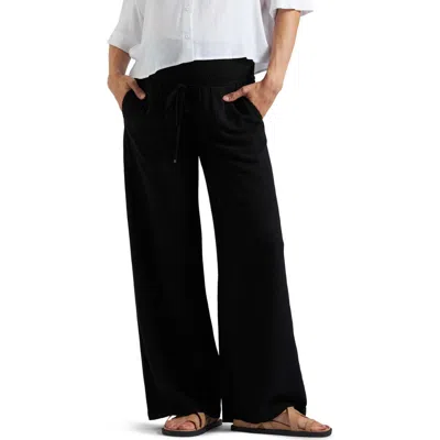 Ripe Maternity Marlow Smocked Drawstring Wide Leg Pants In Black