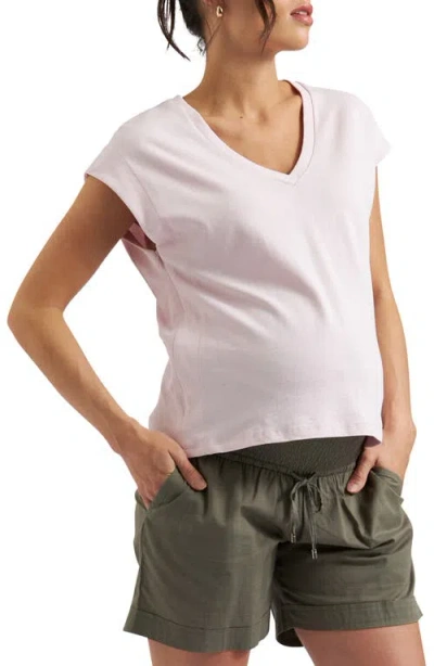 Ripe Maternity Marly Side Zip Cotton & Linen Maternity/nursing T-shirt In Peony