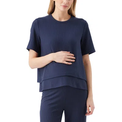 Ripe Maternity Mike Rib Nursing Top In Blue