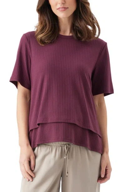 Ripe Maternity Mike Rib Nursing Top In Burgundy