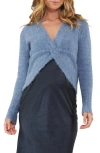 Ripe Maternity Nala Knot Front Crop Knit Sweater In Dusty Blue