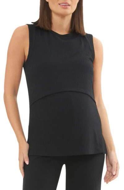 Ripe Maternity Peter Rib Maternity/nursing Tank In Black