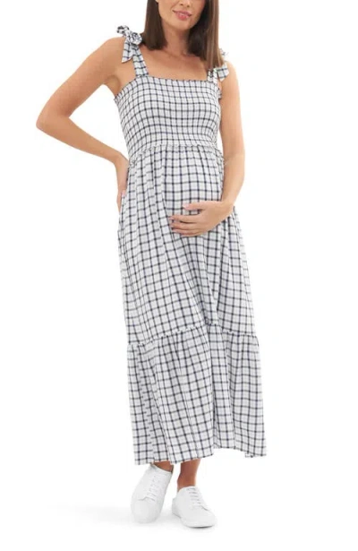 Ripe Maternity Smocked Maternity Dress In White