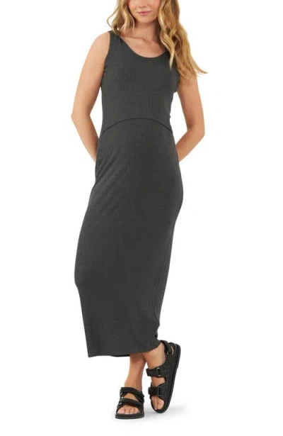 Ripe Maternity Rib Maxi Nursing Dress In Black