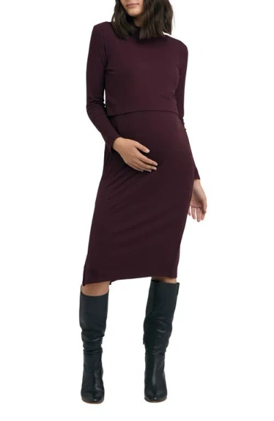 Ripe Maternity Ruby Rib Dress In Burgundy