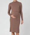 Ripe Maternity Heather Nursing Relaxed Cardigan Mocha In Brown