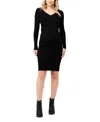 Ripe Maternity Sadie Long Sleeve Cross Front Rib Maternity Dress In Black