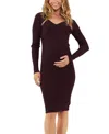 Ripe Maternity Sadie Rib Knit Nursing Dress In Maroon