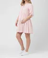 Ripe Maternity Sam Stripe Dress In Terracotta In Brown