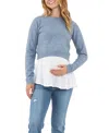 Ripe Maternity Sandy Detachable Nursing Knit Sweater In Denim Marle