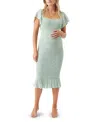 Ripe Maternity Selma Shirred Dress In Green