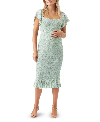Ripe Maternity Selma Shirred Dress In Green