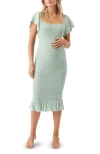 Ripe Maternity Selma Shirred Dress In Green