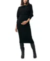 Ripe Maternity Sloan Long Sleeve Rib Stitch Maternity Dress In Black