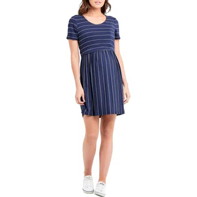 Ripe Maternity St/nursing Dress In Indigo/white