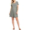 Ripe Maternity Crop Top Nursing Dress In Olive/white
