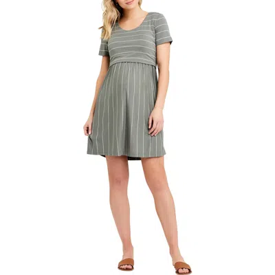 Ripe Maternity St/nursing Dress In Olive/white