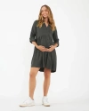 Ripe Maternity Stylish Navy Demi Tencel Shirtdress For Maternity And Nursing In Green