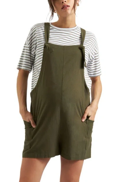 Ripe Maternity Terry Linen Playsuit In Green