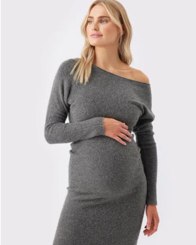 RIPE MATERNITY RIPE MATERNITY TOBIE OFF SHOULDER KNIT DRESS