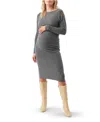 Ripe Maternity Tobie Off Shoulder Knit Dress In Gray
