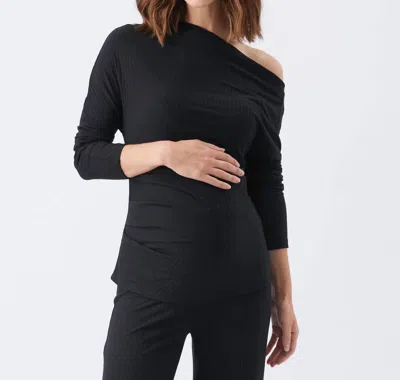 Ripe Off Shoulder Rib Top In Black