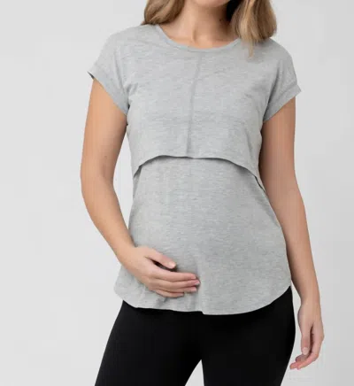 Ripe Richie Maternity And Nursing Tee In Grey In Gray
