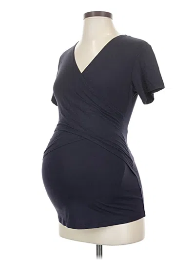 Pre-owned Ripe Short Sleeve Top Black Plunge Neckline Tops