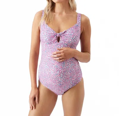 Ripe Skipper Tie Front One Piece -maternity In Pink/ Blue In Multi