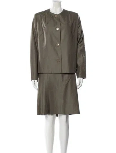 Pre-owned Ripetta Silk Striped Set In Green