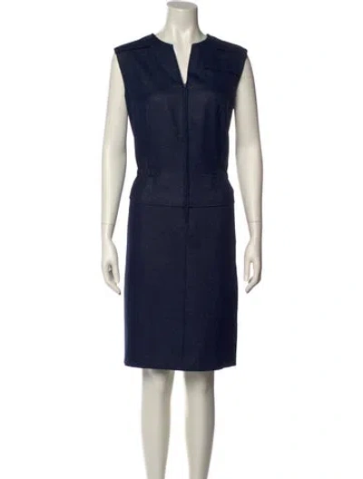 Pre-owned Ripetta V-neck Knee-length Dress In Blue