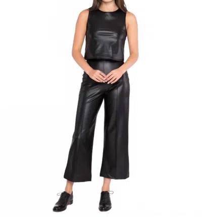 Ripley Rader Cropped Vegan Leather Straight Leg Pant In Black