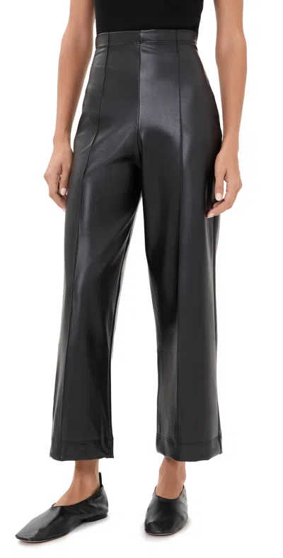 Ripley Rader Cropped Vegan Leather Straight Leg Pants Black