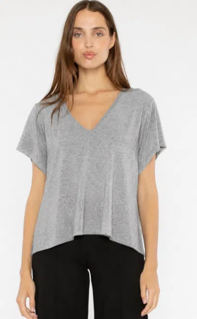 Ripley Rader Everyday V Neck Top In Heather Grey In Gray
