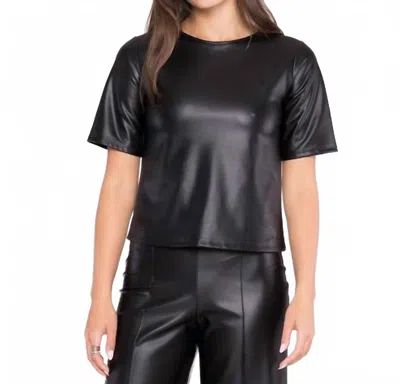 Ripley Rader Extended Vegan Leather Short Sleeve Top In Black In Gray