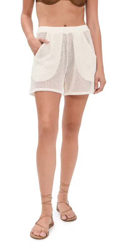 Ripley Rader Fishnet Lounge Shorts In Ivory In Brown