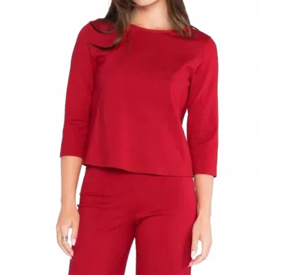 Ripley Rader Ponte Crew Neck Knit Top In Red