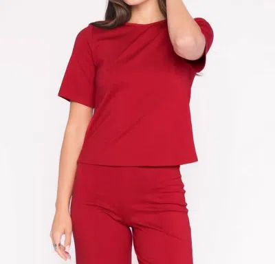 Ripley Rader Ponte Crew Neck Knit Top In Red