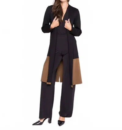 Ripley Rader Ponte Knit Color Block Smoking Jacket In Black/camel