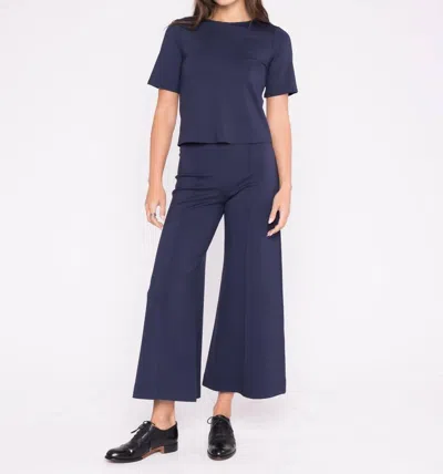 Ripley Rader Ponte Knit Cropped Wide Leg Pant In Navy In Blue