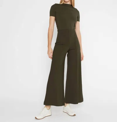 Ripley Rader Ponte Knit Cropped Wide Leg Pant In Olive In Green