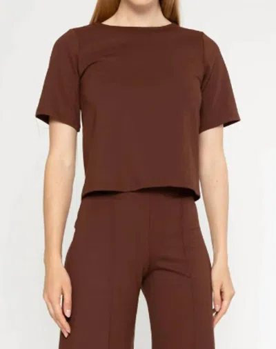 Ripley Rader Ponte Knit Short Sleeve Extended In Chocolate In Gold