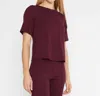 Ripley Rader Ponte Knit Short Sleeve Extended Top In Elderberry In Burgundy
