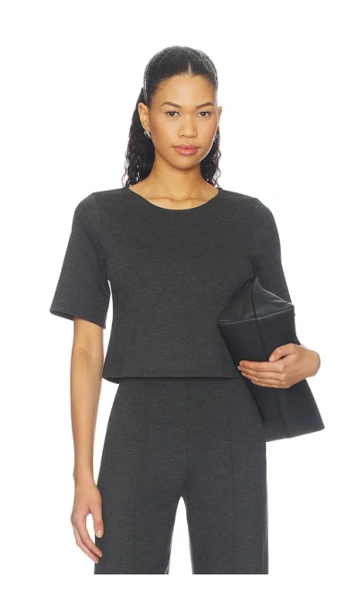 Ripley Rader Ponte Knit Short Sleeve Top In Charcoal