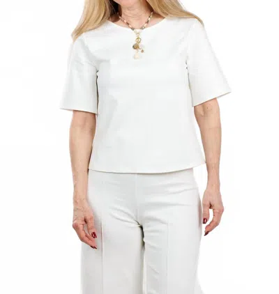 Ripley Rader Ponte Knit Short Sleeve Top Extended In Off White